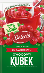 Owocowy Kubek Kisiel smak żurawinowy z kawałkami owoców