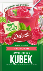 Owocowy Kubek Kisiel smak malinowy z kawałkami owoców